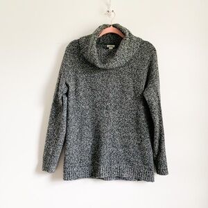 L.L. Bean Gray Marled Wool Blend Cowl Neck Sweater Medium